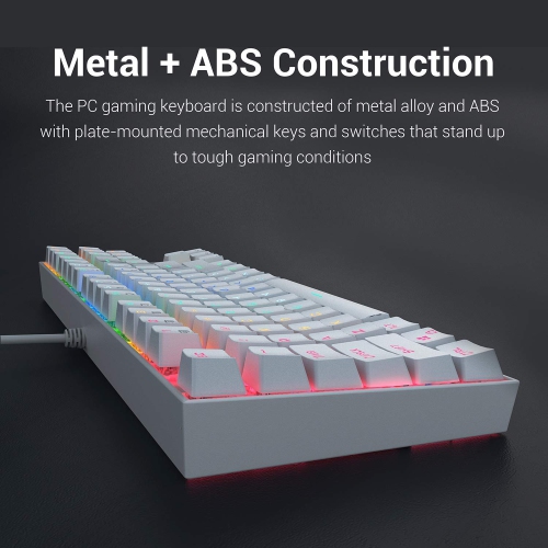 Redragon K552 Mechanical Gaming Keyboard RGB LED Backlit Wired with Anti-Dust Proof Switches for Windows PC (White, 87 Key B