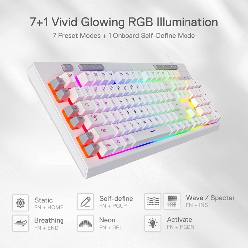 Redragon K512 Shiva RGB Backlit Membrane Gaming Keyboard with Multimedia Keys, Linear Mechanical-Feel Switch, 6 Extra On-Boa
