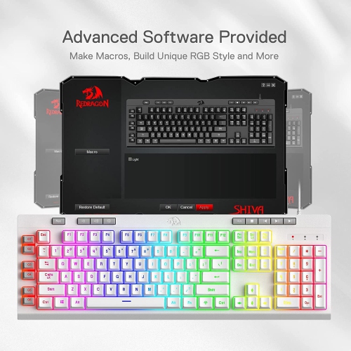 Redragon K512 Shiva RGB Backlit Membrane Gaming Keyboard with Multimedia Keys, Linear Mechanical-Feel Switch, 6 Extra On-Boa