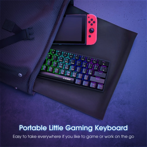 Portable 60% Mechanical Gaming Keyboard,60 Percent Wired Gamer Keyboard with Blue Switches,LED Customization Backlit,61 Keys
