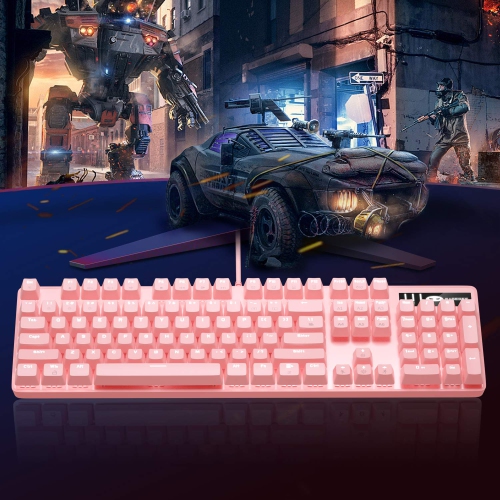 Pink Gaming Keyboard USB Wired Keyboard,MageGee New Mechanical Storm Adjustable Backlight Keyboard Splash-Proof Ideal for PC