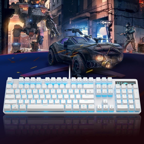 Mechanical Gaming Keyboard and Mouse Combo, MageGee MK-Storm 104 Keys Ice Blue Backlit Keyboard with Blue Switches, 7 Button
