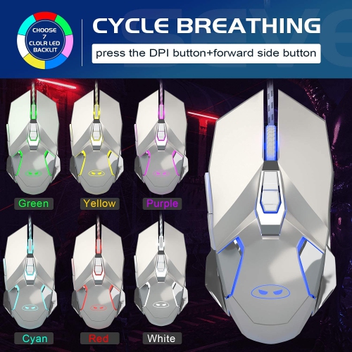 Mechanical Gaming Keyboard and Mouse Combo, MageGee MK-Storm 104 Keys Ice Blue Backlit Keyboard with Blue Switches, 7 Button