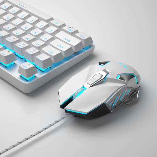 Mechanical Gaming Keyboard and Mouse Combo, MageGee MK-Storm 104 Keys Ice Blue Backlit Keyboard with Blue Switches, 7 Button