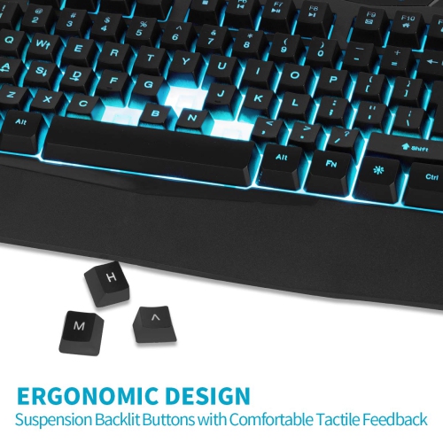 Clavier de jeu rétroéclairé DEL 7 couleurs BAKTH, mécanique et étanche, clavier USB illuminé avec fil pour PC Pro GAM