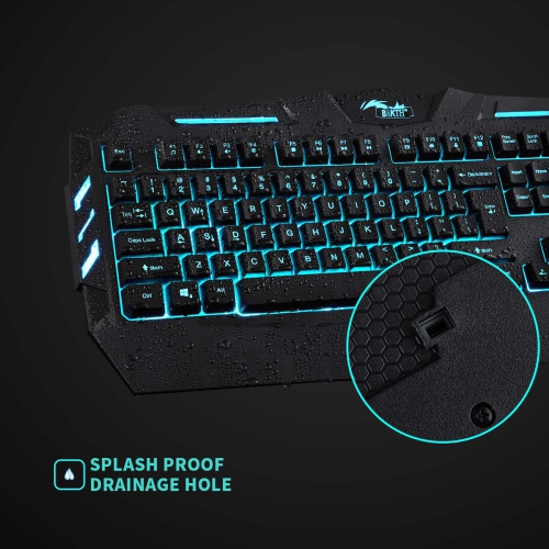 Clavier de jeu rétroéclairé DEL 7 couleurs BAKTH, mécanique et étanche, clavier USB illuminé avec fil pour PC Pro GAM