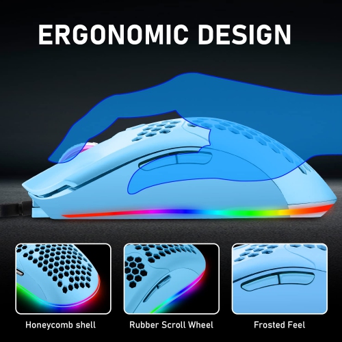 Clavier et souris de jeu mécanique Mini RGB avec 62Key modèles compacts rétroéclairage arc-en-ciel anti-effet fantôme 6400DPI Honeycomb Souris type-C