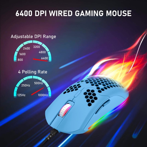 Clavier et souris de jeu mécanique Mini RGB avec 62Key modèles compacts rétroéclairage arc-en-ciel anti-effet fantôme 6400DPI Honeycomb Souris type-C