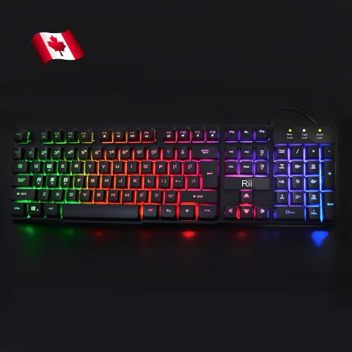Rii RGB Wired Gaming Keyboard,Rainbow Mixed Backlit Keyboard for PC,Laptop, Gaming,Home Office