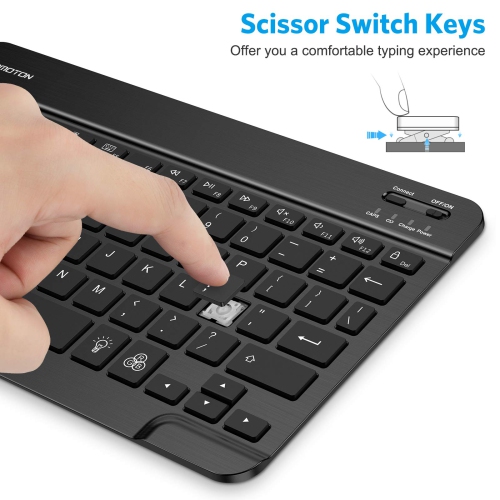 OMOTON Ultra-Slim Wireless Bluetooth Keyboard, 7-Color Backlit Rechargeable Compatible with iPad 9th 2021/ 8th 2020 /7th Gen