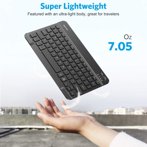 OMOTON Ultra-Slim Wireless Bluetooth Keyboard, 7-Color Backlit Rechargeable Compatible with iPad 9th 2021/ 8th 2020 /7th Gen