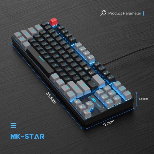 75% Mechanical Gaming Keyboard with Red Switch, MageGee LED Blue Backlit Keyboard, 87 Keys Compact TKL Wired Computer Keyboa