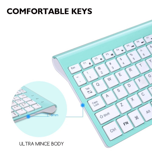Ensemble clavier et souris sans fil, clavier compact sans fil pleine grandeur et souris sans fil 2,4 GHz conception ultra-mince et élégante pour W