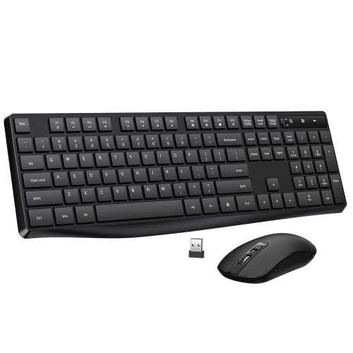 Wireless Keyboard and Mouse Combo, Lovaky 2.4G Full-Sized Ergonomic Keyboard  Mouse, 3 DPI Adjustable Cordless USB Keyboard a