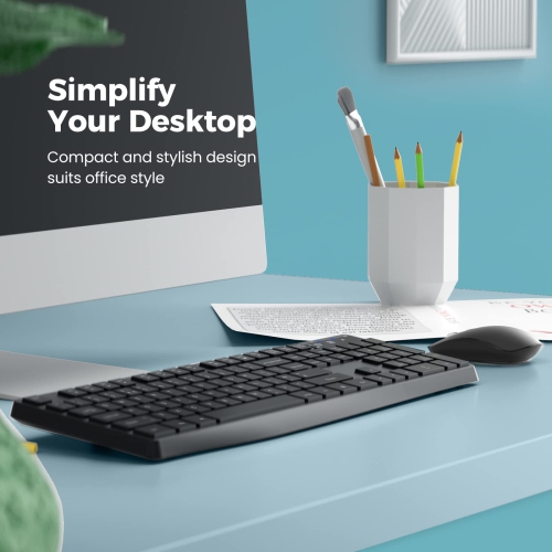 Ensemble clavier et souris sans fil, souris de clavier ergonomique pleine grandeur 2,4 GHz de Lovaky, clavier USB a sans fil réglable de 3 ppp