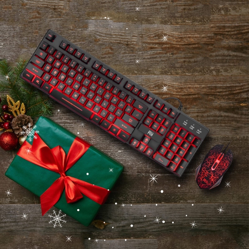 Rii Primer Gaming Keyboard Mouse Combo,3-Color LED Backlit Keyboard,Gaming Keyboard and Mouse Combo,USB Wired Keyboard,Optic