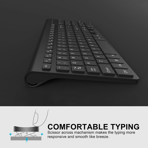 Rechargeable Wireless Keyboard Mouse, Compact Slim Wireless Keyboard and Mouse Combo, Sleek Design and High Precision 2400 D