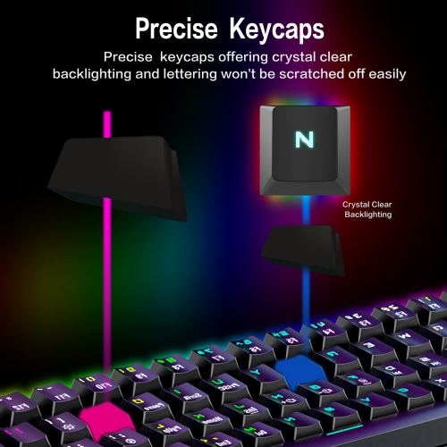 60% Mechanical Gaming Keyboard - 61 Keys USB Ergonomic Keyboard with 9 Colors RGB Adjustable Backlights Compatible with All