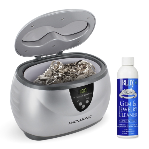 Magnasonic Professional Digital Timer Ultrasonic Jewelry Cleaner with w/ Cleaner Concentrate for Eyeglasses Rings Coins