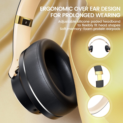 Casque d’écoute sans fil DOQAUS, 52 casque d’écoute Bluetooth Playtime avec 3 modes d’égalisation, casque d’écoute stéréo Hi-Fi avec instruments de