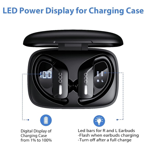 Wireless Earbuds occiam Bluetooth Headphones 48H Play Back Earphones in Ear Waterproof with Microphone LED Display for Sport