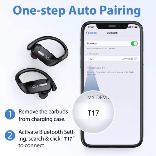 Wireless Earbuds occiam Bluetooth Headphones 48H Play Back Earphones in Ear Waterproof with Microphone LED Display for Sport