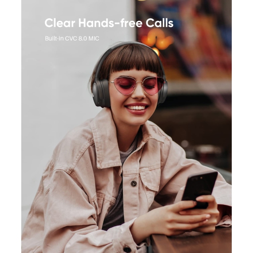 INFURTURE H1 Active Noise Cancelling Headphones with Microphone, Wireless Over Ear Bluetooth Headphones, 3D Deep Bass, Memor