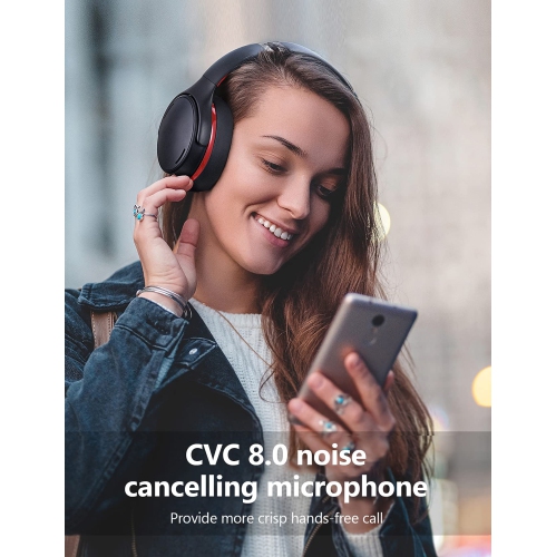 Noise Cancelling Bluetooth Over Ear Headphones, ANC Headphones CVC 8.0 Clear Call for Online School Home Office, Voice Assis