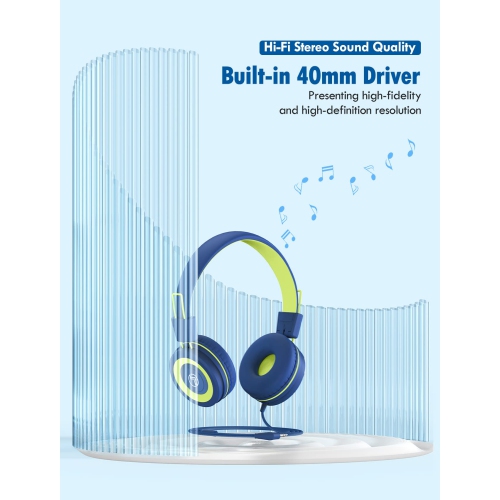 VotYoung Kids Headphones with Mic, Lightweight On Ear Headset with 91dB Volume Limit & Share Splitter for Kids Girls Boys, H