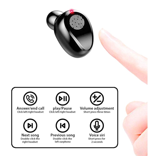 F9 Wireless Bluetooth Earbuds - IPX-7 Waterproof - Touch Control in-ear Headphone - Noise Cancelling Headset with Microphone