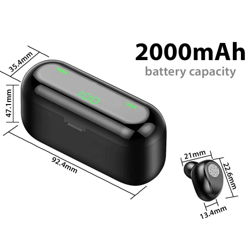 F9 Wireless Bluetooth Earbuds - IPX-7 Waterproof - Touch Control in-ear Headphone - Noise Cancelling Headset with Microphone