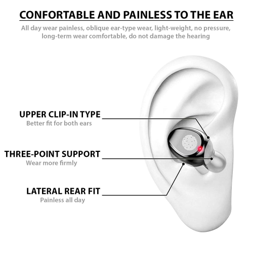 F9 Wireless Bluetooth Earbuds - IPX-7 Waterproof - Touch Control in-ear Headphone - Noise Cancelling Headset with Microphone