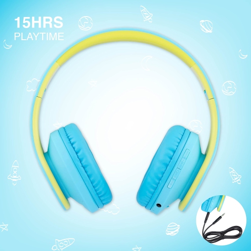 PowerLocus Kids Headphones Over-Ear, Bluetooth Wireless Headphones for Kids,with Microphone, Safe 85DB Volume Limited, Folda