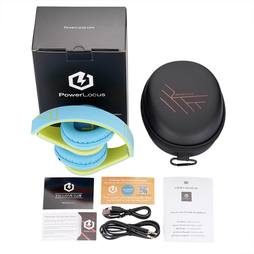 PowerLocus Kids Headphones Over-Ear, Bluetooth Wireless Headphones for Kids,with Microphone, Safe 85DB Volume Limited, Folda