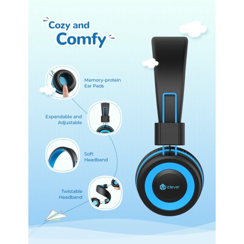 2 Pack iClever Kids Headphones with Microphone, Safe Volume Limited 85dB/94dB -Sharing Splitter- Wired Headphones for Kids