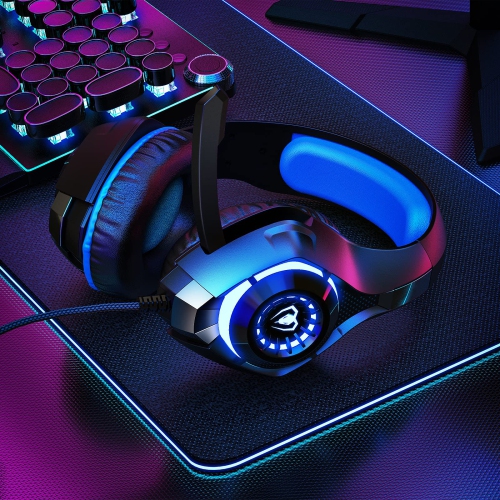 Gaming Headset for PS4 PS5 Xbox One, Over-Ear Gaming Headphones with Noise Reduction Mic Volume Control LED Light for PS5 PS