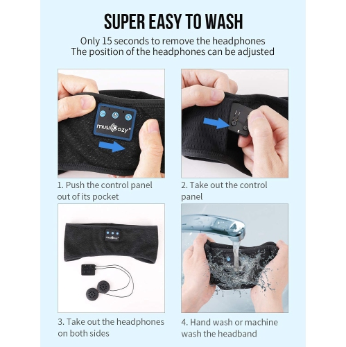 MUSICOZY Sleep Headphones Bluetooth Sport Headband, Wireless Music Sleeping Headphone with IPX6 Waterproof Microphones for S