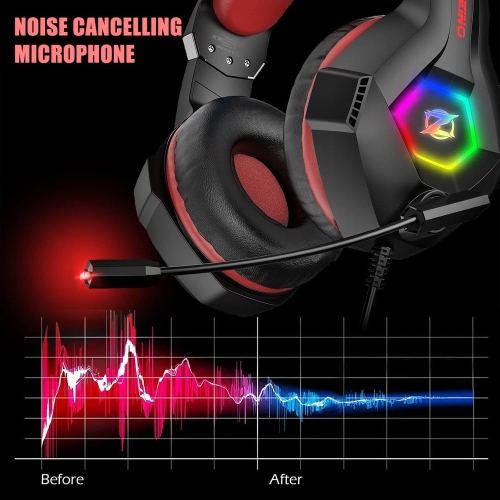 Gaming Headset for PS5 PS4 PC Xbox one Noise Cancelling Over Ear Headphones with Mic RGB Light,Bass Surroundfor Xbox Series X/S, for Mac for Phone