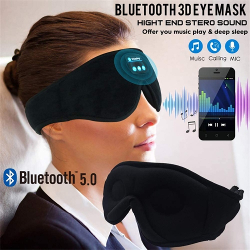 MUSICOZY Sleep Headphones Bluetooth Serre-tête Sleeping Travel Écouteurs Eye Mask for Women Men unisexe, masque musical sans fil micro intégré,