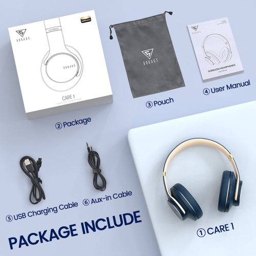 Casque d’écoute Bluetooth DOQAUS, 52 heures d’écoute sans fil Playtime avec 3 modes d’égalisation, casque d’écoute stéréo Hi-Fi avec instruments de