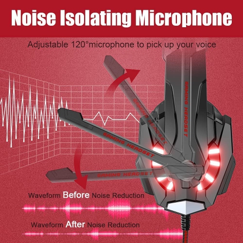 BENGOO G9000 Stereo Headset for PS4, PC, Xbox One Controller, Noise Cancelling Over Ear Headphones with Mic, LED Light, Soft