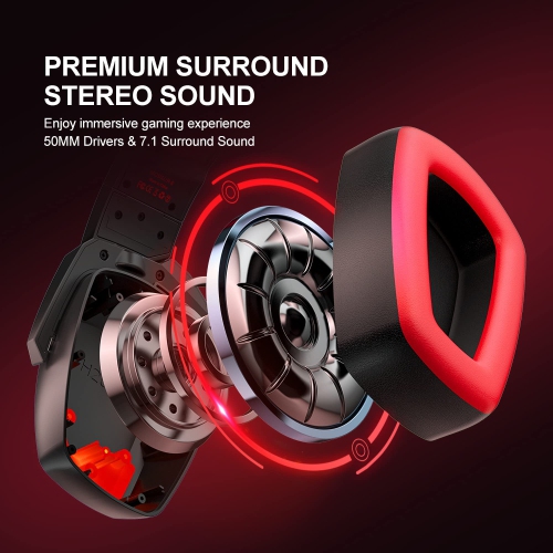 Gaming Headset for PS5 PS4 Nintendo Switch PC Laptop, 7.1 Stereo Surround Sound, Noise Isolation Over Ear Gaming Headphone w