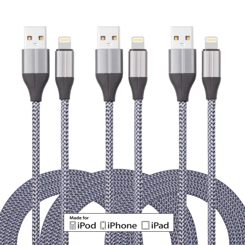 iPhone Charger Cable, MFi Certified 10 Feet Nylon Braided Lightning Cable, iPhone Charging Cord USB Cable