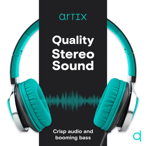 Artix CL750 Wired Headphones with Microphone and Volume Control, On Ear Stereo Noise Isolating Head Phones Corded with Adjus