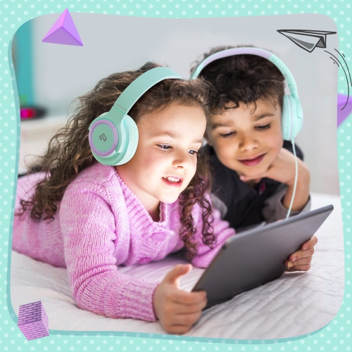 Kids Headphones with MIC INFURTURE CH1,Wired Headphones for Kids with 94dB Volume Limited for Boys Girls, Adjustable Headban