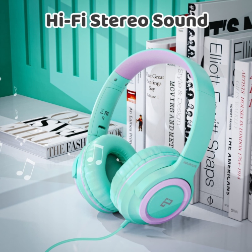 Kids Headphones with MIC INFURTURE CH1,Wired Headphones for Kids with 94dB Volume Limited for Boys Girls, Adjustable Headban