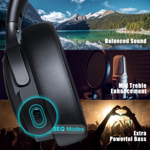 BERIBES Bluetooth Headphones Over Ear, 60H Playtime and 3 EQ Modes Wireless Headphones with Microphone,Immersive Bass, HiFi