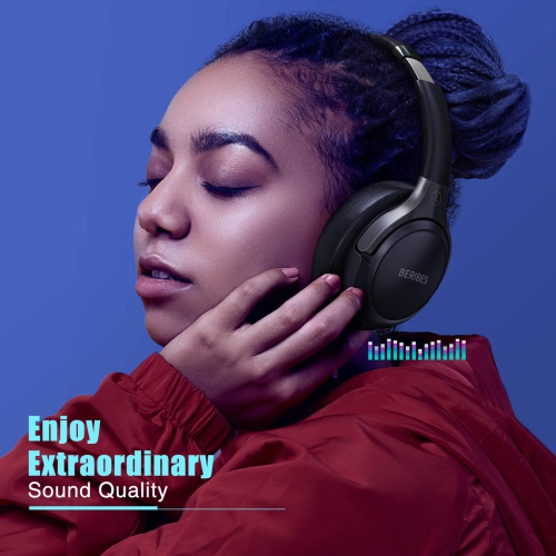 BERIBES Bluetooth Headphones Over Ear, 60H Playtime and 3 EQ Modes Wireless Headphones with Microphone,Immersive Bass, HiFi