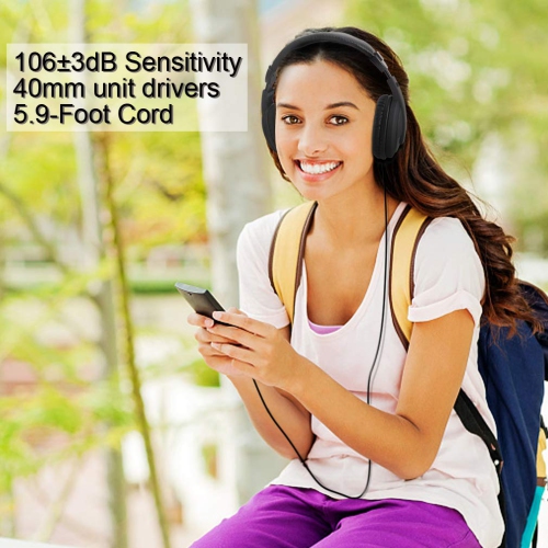 VCOM Wired Over Ear Headphones with Microphone Lightweight Stereo Noise Cancelling Headset, Adjustable Headband for Adults S