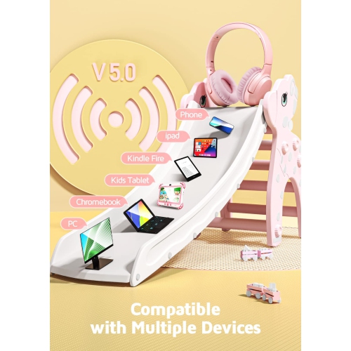 KLYLOP Wireless Headphones for Kids, Bluetooth 5.0 Kids Headphones with MIC, USB-C, 60H Playtime, Stereo Sound, 85/94dB Volu